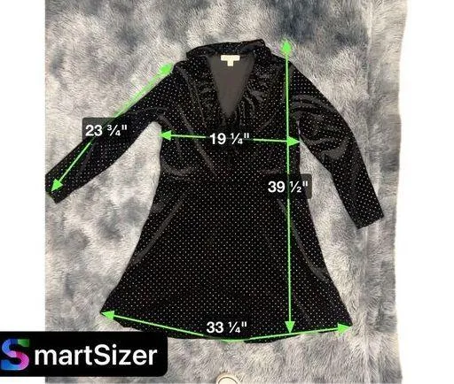 Michael Kors Long Sleeve Black Velvet Cocktail‎ Dress with V Neck Size XL - Image 5