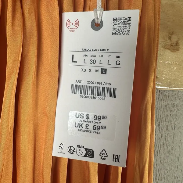 NEW ZARA ZW COLLECTION Satin Jumpsuit Large Orange Wide Leg Halter 2090/098/615 - Image 9