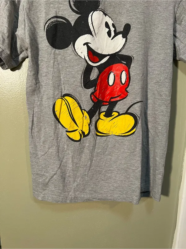 Disney Unisex Size Small T-Shirt Light‎ Gray Mickey Mouse Graphic Short Sleeve - Image 3