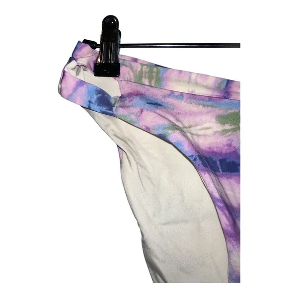 Isabella Rose Purple/Blue Tie Dye Split Strap Bikini‎ Bottom, Medium Purple - Image 4