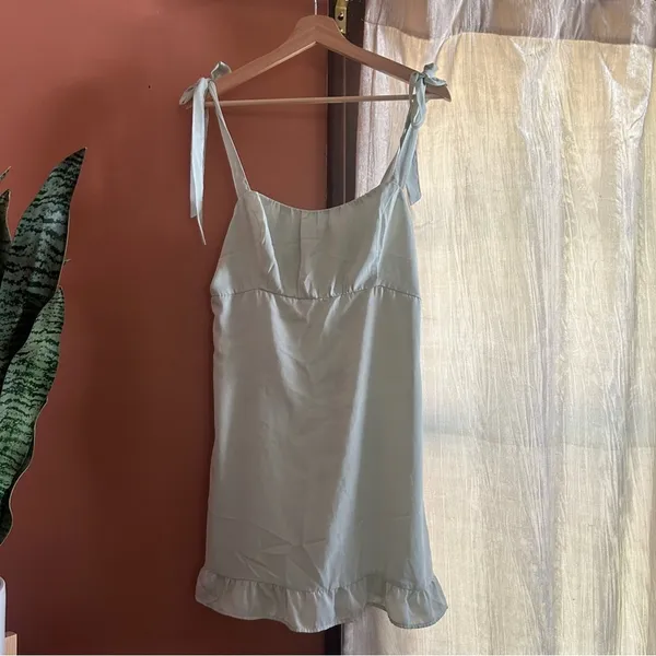 Abercrombie & Fitch Ruffle Mini Dress Babydoll Mint Green Preppy Pastel‎ Size M - Image 3