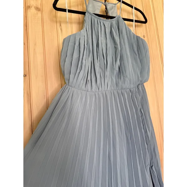 NWT Lulus Rylie Slate Blue Pleated Backless Maxi Dress Bridesmaid Holiday Sz XL - Image 4