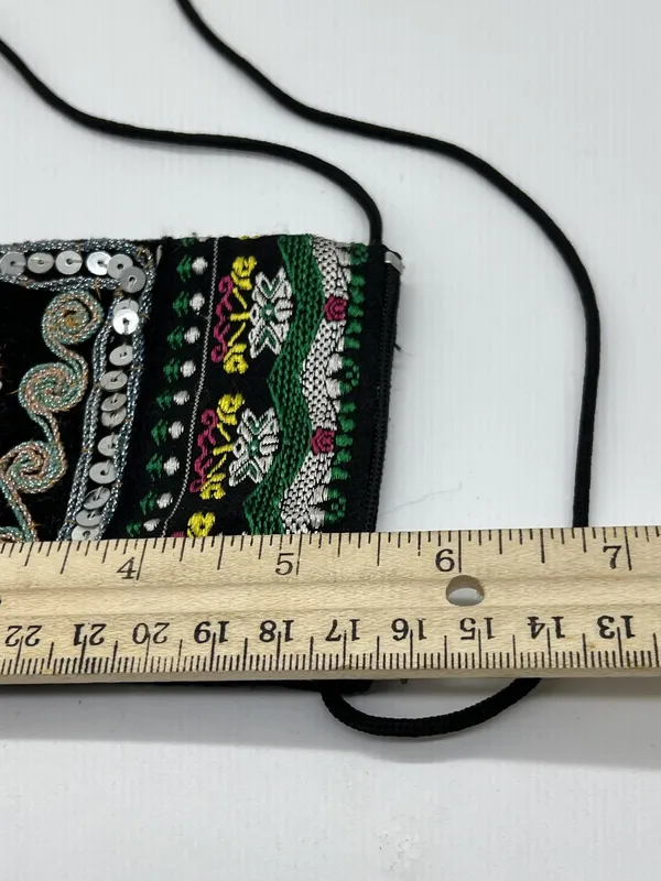 Sequin Elephant Crossbody Bag Womens Mini Black Boho Tribal Festival Zip Bells - Image 6