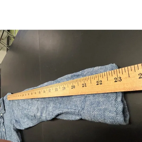 GAP Womens Blue Linen Blend Chambray Style Long Sleeve Button Down Shirt Large - Image 5