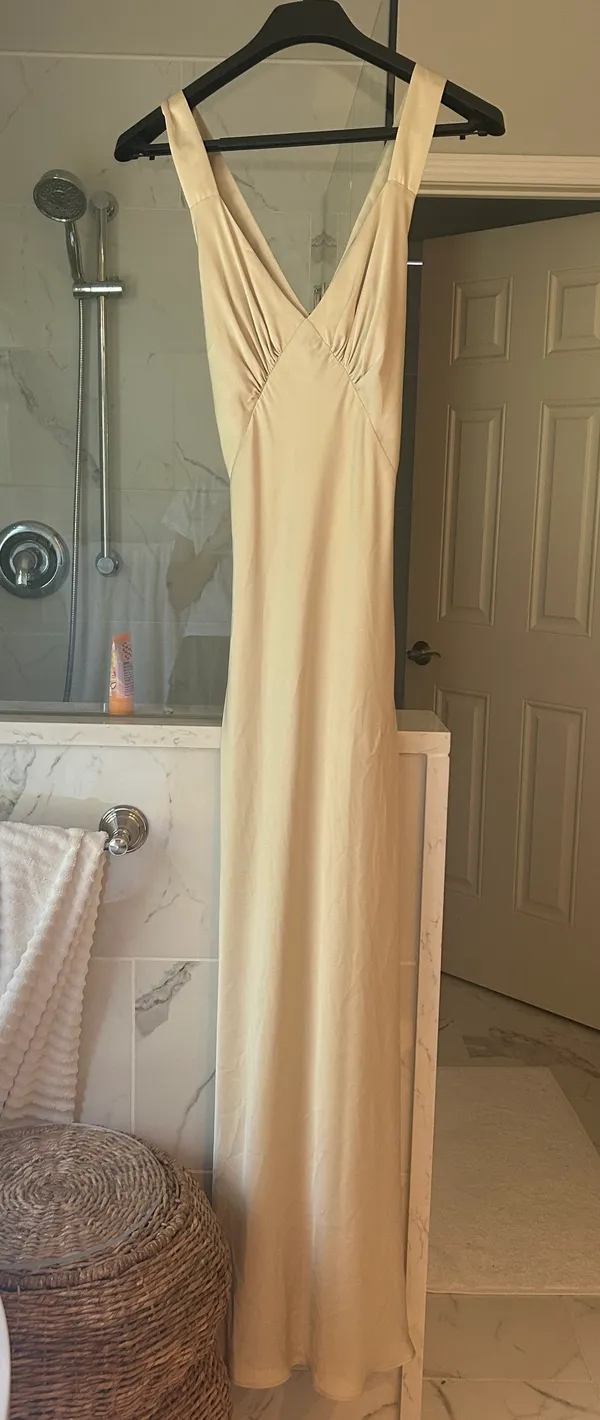 Birdy Grey Bridesmaid or Formal Dress - Veronica Matte Satin Dress - Prosecco - Image 2
