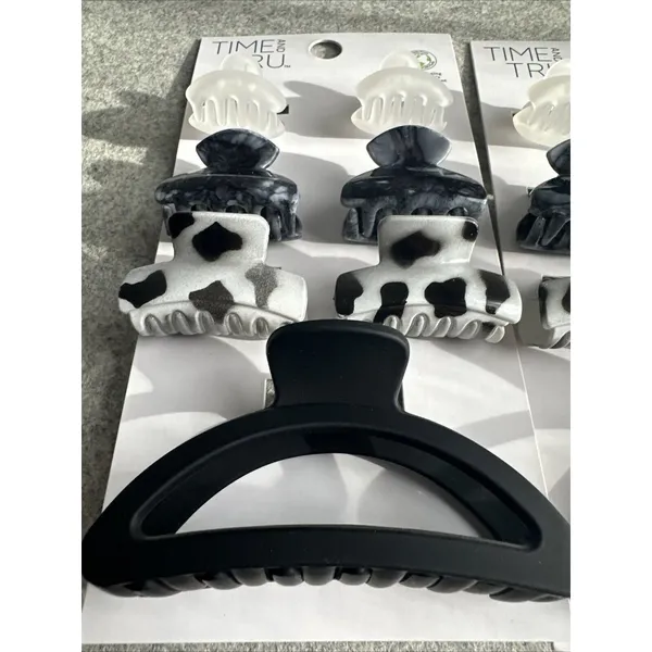 Time And‎ Tru Hair Claw Clip Lot of 2 Sets, 14 Total Black Clear White Lg Small - Image 5