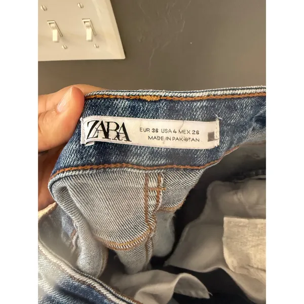 Zara Women High Waisted Flare Jeans Medium Wash‎ Blue Size 4 Slim Fit Denim Tall - Image 8