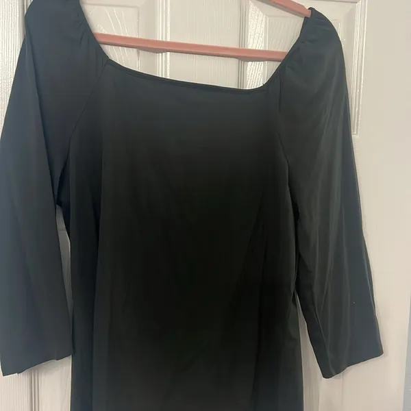 LOFT Dark Green Fitted 3/4 Sleeve Blouse - Image 3