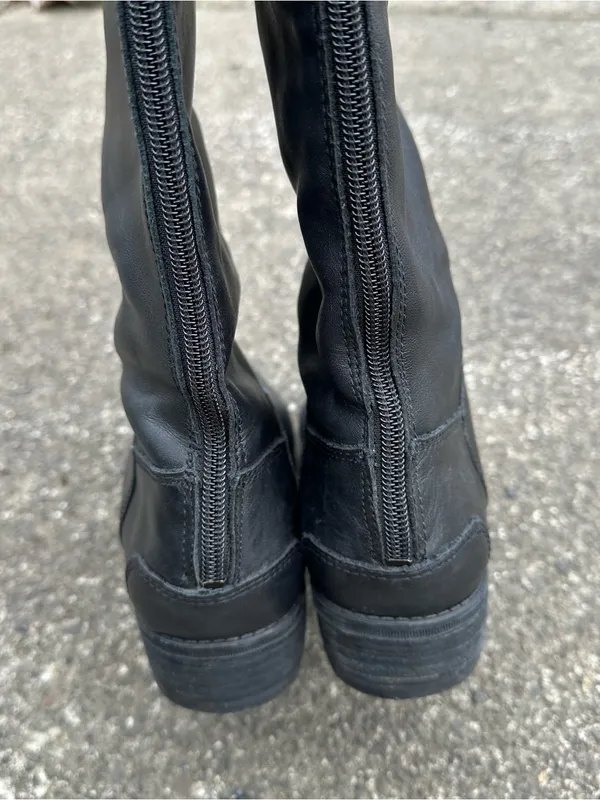 Sam Edelman Penny Riding Boot Black Leather Round Toe Zipper Equestrian - Image 4