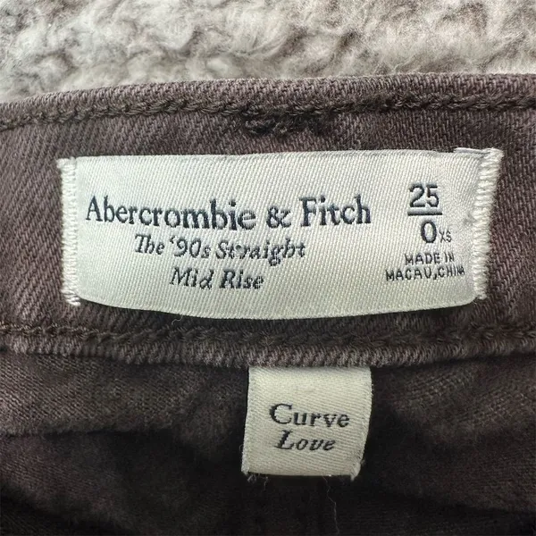 Y2K Abercrombie & Fitch Women's 90s Straight Mid Rise Jeans Brown Size 25 Grunge - Image 4