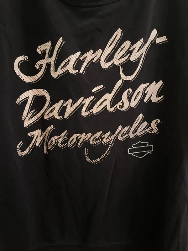 Harley Davidson Motorcycles Logo Long Sleeve Shirt Bling Rhinestones Script Black Women’s Medium - Image 2