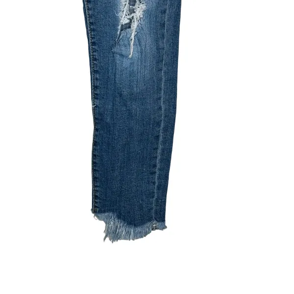 Unbranded Women's Jeans Distressed Frayed Hem Skinny Mid-Rise‎ Denim Blue Small - Image 3