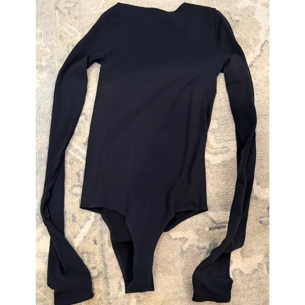 Commando Butter Long Sleeve Crewneck Bodysuit Black One Size NEW $138 - Image 8