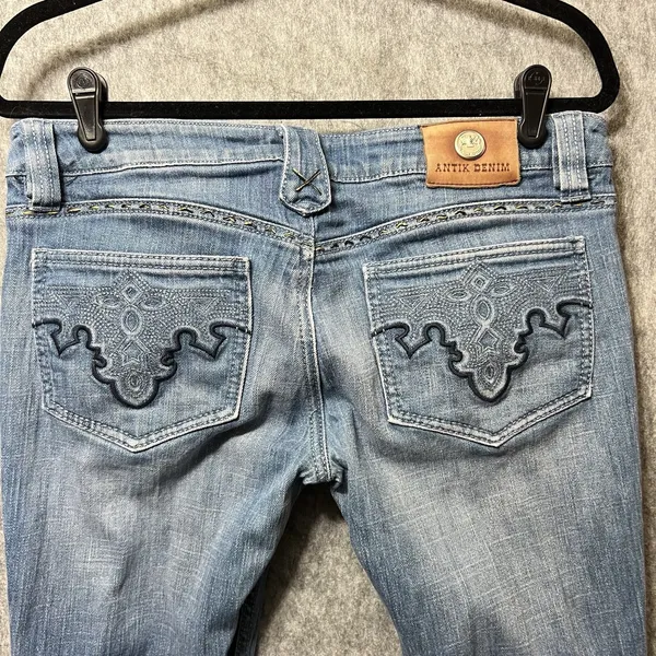 Antik Denim Womens 30 Bootcut‎ Jeans Medium Wash Embroidered Pockets Low Rise - Image 13