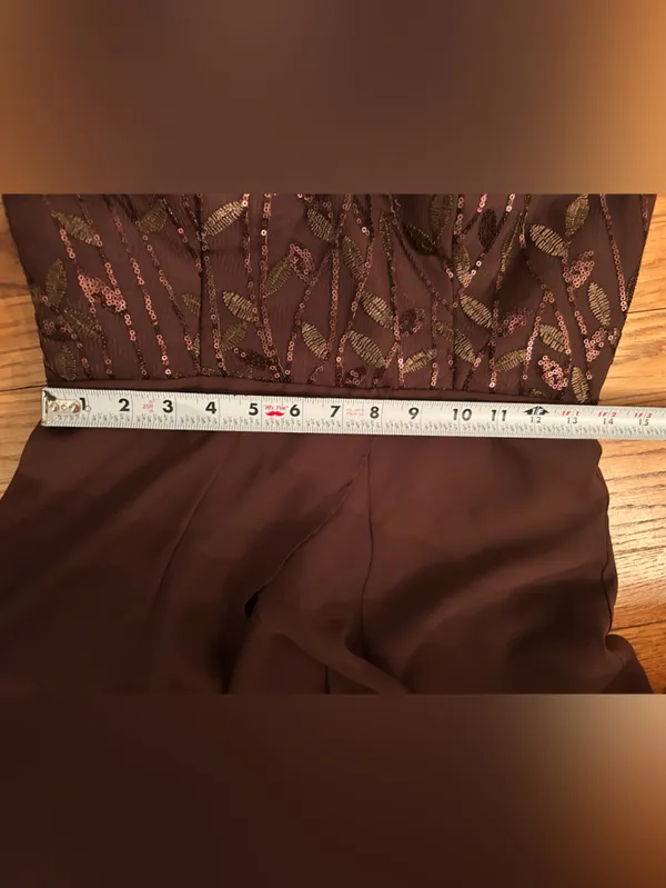 Elegant Brown V-Neck A-Line Dress - Image 5