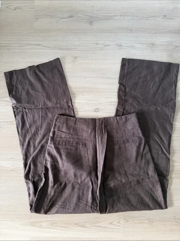 Olivaceous Brown Linen Casual Pants - Image 5