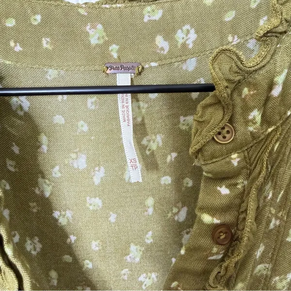 Free People Rare Feeling Maxi Dress Green Kiwi Combo Cottagecore Womens‎ Size XS - Image 9