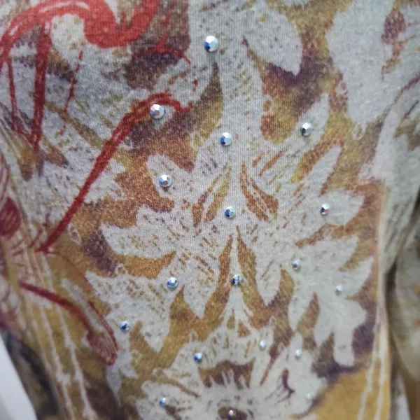 Appropriate Behavior Womens‎ V-Neck Blouse M Multi Abstract Rhinestone - Image 4