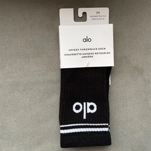 Alo Yoga Unisex Throwback Sock Black/White M - Image 2