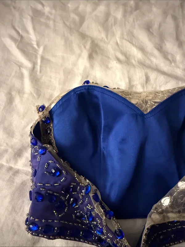 Kids Embellished Royal Blue Jewel Crop Dress Top - Image 8
