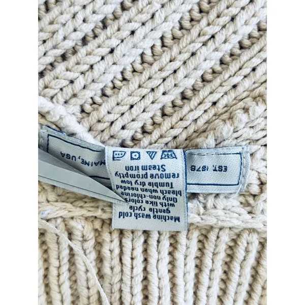 Bass Knit Cardigan Womens Sweater L/XL Cable‎ Texture Chunky Tan Beige Sand - Image 6