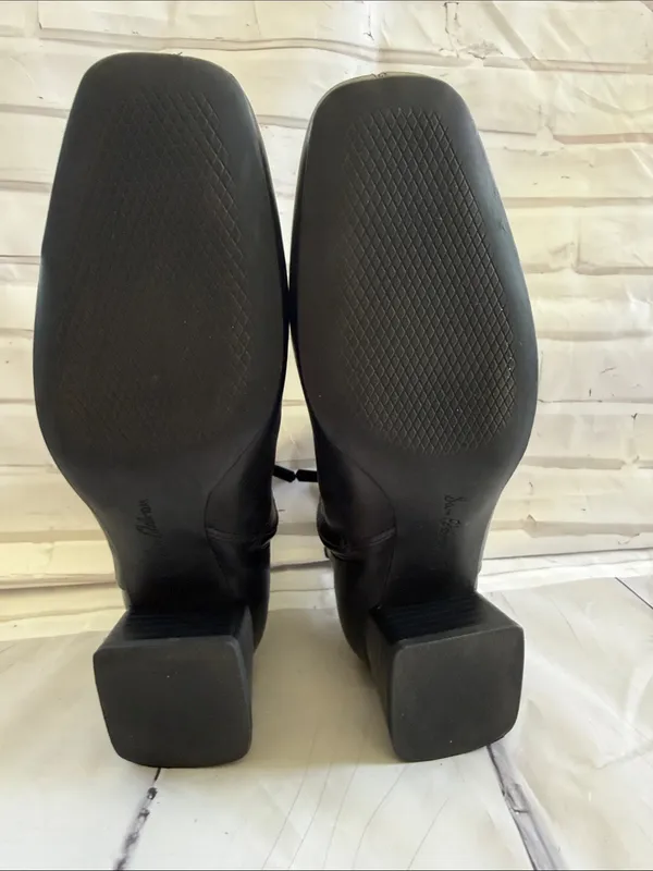 Sam Edelman Paige Black Leather Square-Toe Ankle Boots - Image 13