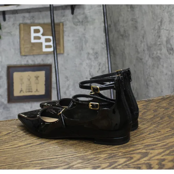 NWT INC International Concepts Valan Triple-Strapped Flats Black Patent 9.5M - Image 5