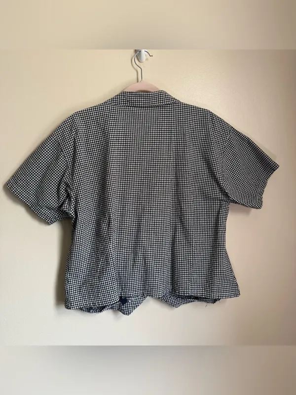 Y2K Whimsy Gingham Daisy Embroidered Shirt Nick & Sarah Size Large - Image 2