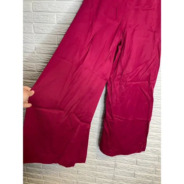 Massimo Dutti pleated wide leg pants trousers pink magenta women's size 6 modern - Image 7