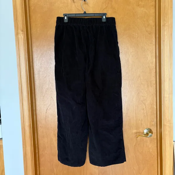 Pact Corduroy Pants Women Large Black‎ Organic Cotton Wide Leg Elastic Waist - Image 2