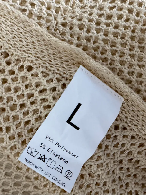 Beige Open Knit Lightweight Wrap Tan Size L - Image 3