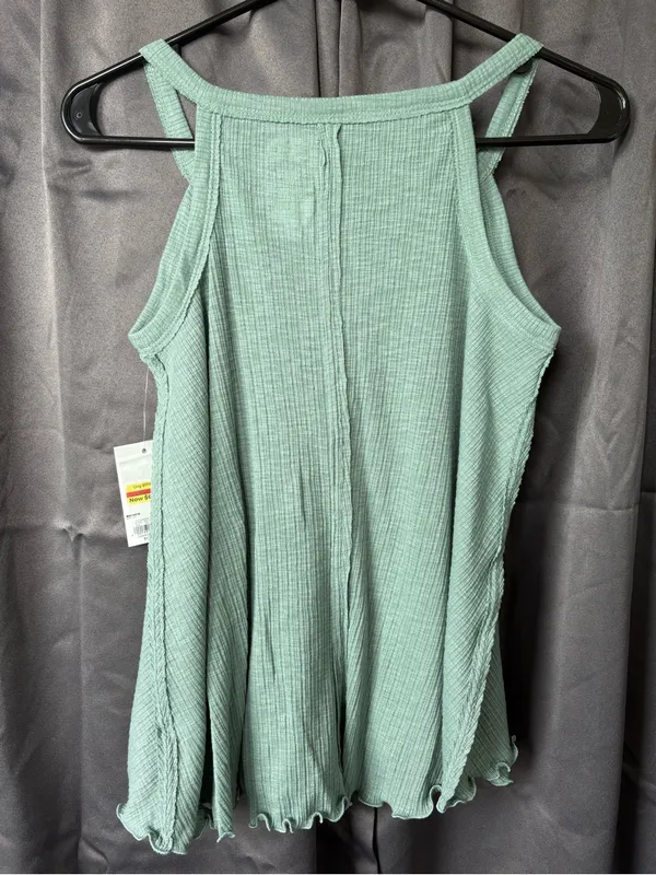 #007 SO Sage Green Ribbed Button Front Tank Top Size XS NWT - Image 3