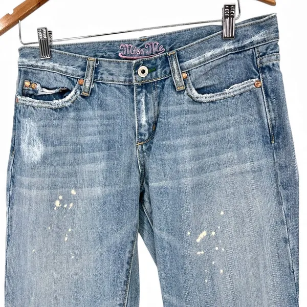 MISS ME 30 Jeans Denim Marilyn Light Wash Mid Rise Straight Leg 32" inseam - Image 2