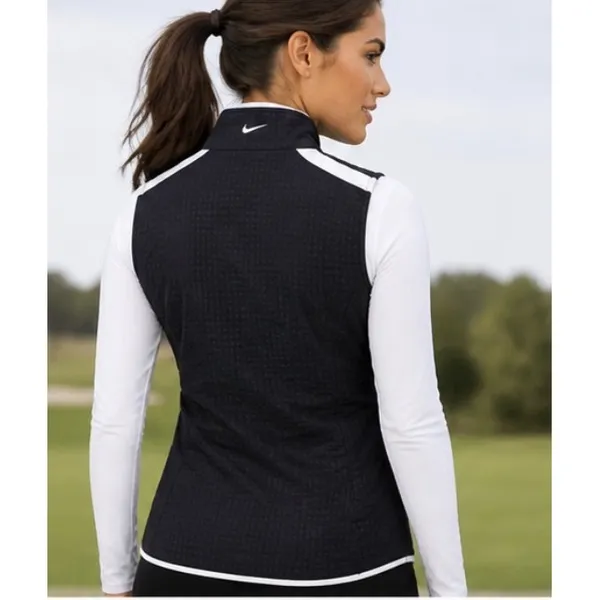 Nike Golf Navy Blue Waffle Knit Full Zip Vest Womens Small White Trim‎ - Image 2