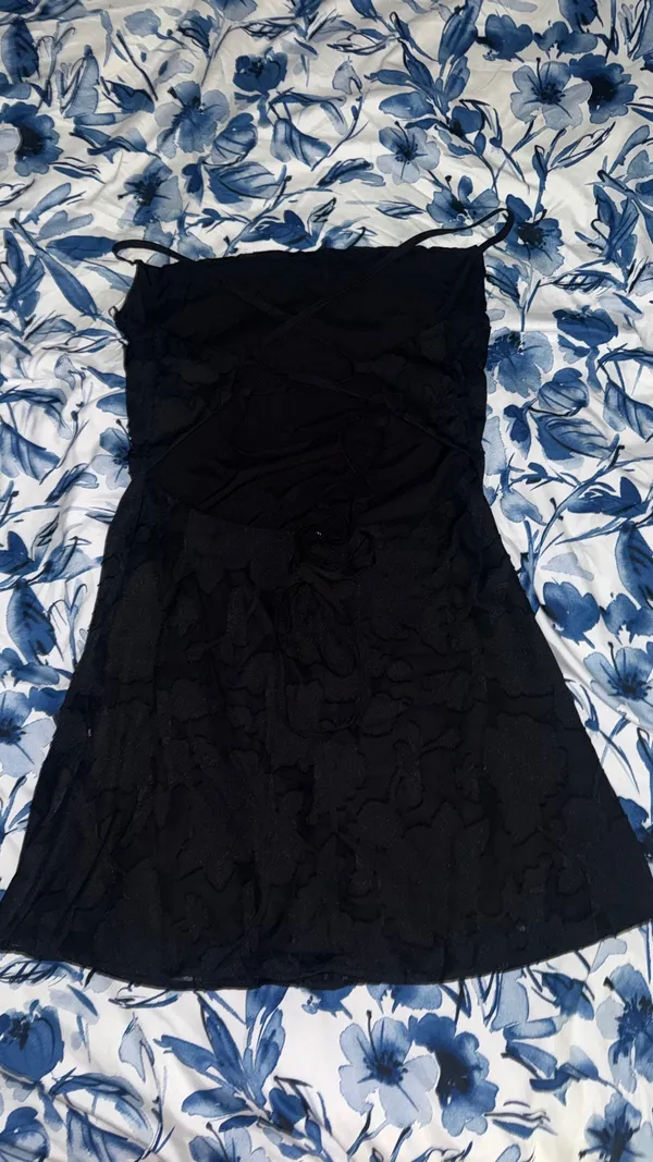 Boutique Black Floral Burnout Mini Dress - Image 2