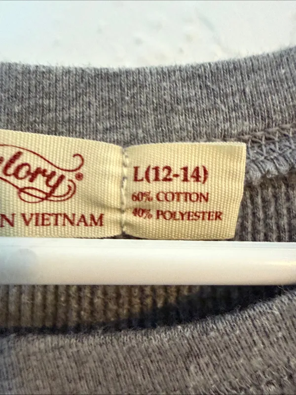 Faded Glory Gray Thermal Raglan Top with Striped Sleeves - Image 3