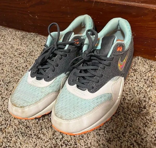 Nike Blue and Orange Athletic Shoes Air Max 1 - Image 2