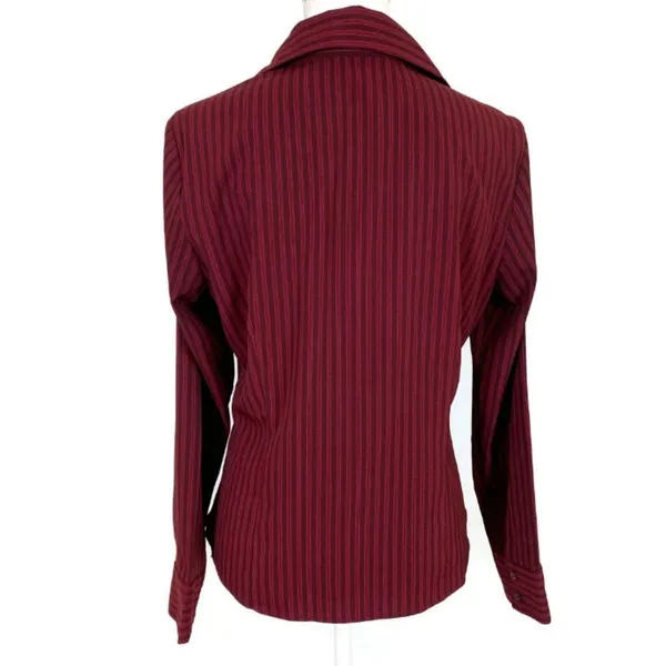 Womens NINETY Button Down Shirt Red Black‎ Blouse M - Image 2
