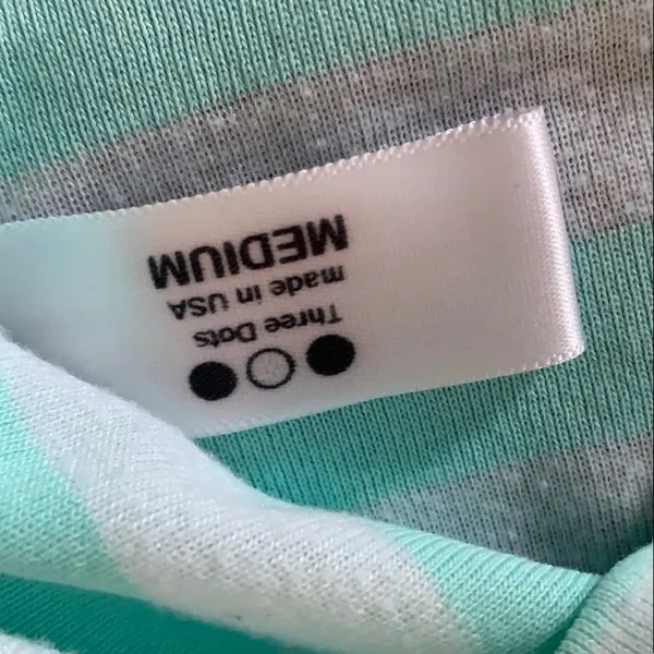Three Dots Mint Green White Stripe Boat Neck 3/4 Sleeve Top Medium - Image 3