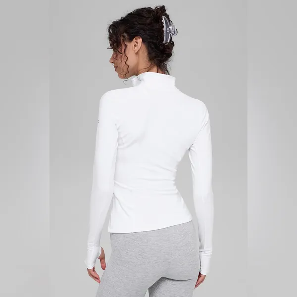 Alo Yoga Alosoft 1/2 Zip Rapid Pullover in White XS - Image 6
