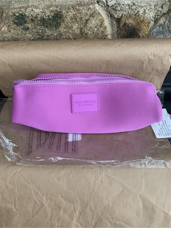Free People Beauty & Wellness Makeup Bag Purple Zipper Cosmetic Travel Pouch - Image 8