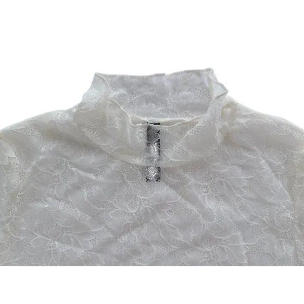 Anthropologie Cream Lace Sheer Long Sleeve Top Size Small Boho Whimsy - Image 3