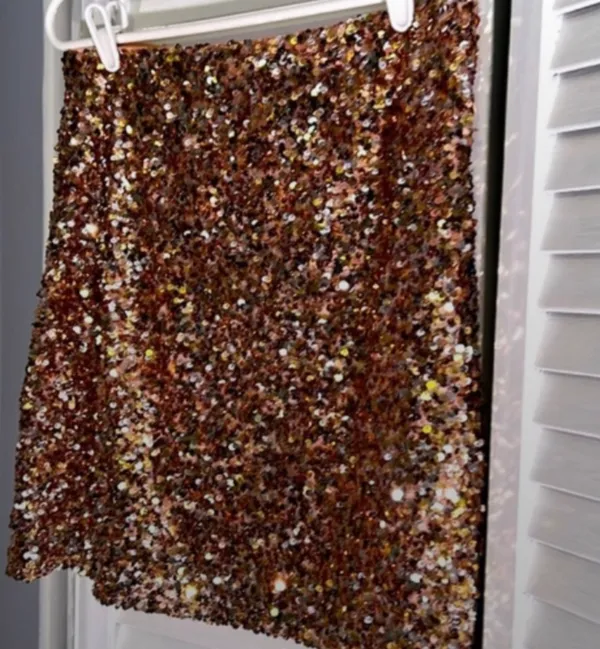 ASOS DESIGN sequin mini skirt in rose gold multi sequin SZ 10 - Image 3