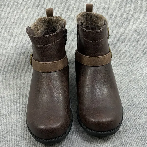 Easy Street Size-8WW Women's Kourt Slip Resistant Ankle Boots Brown - Image 9