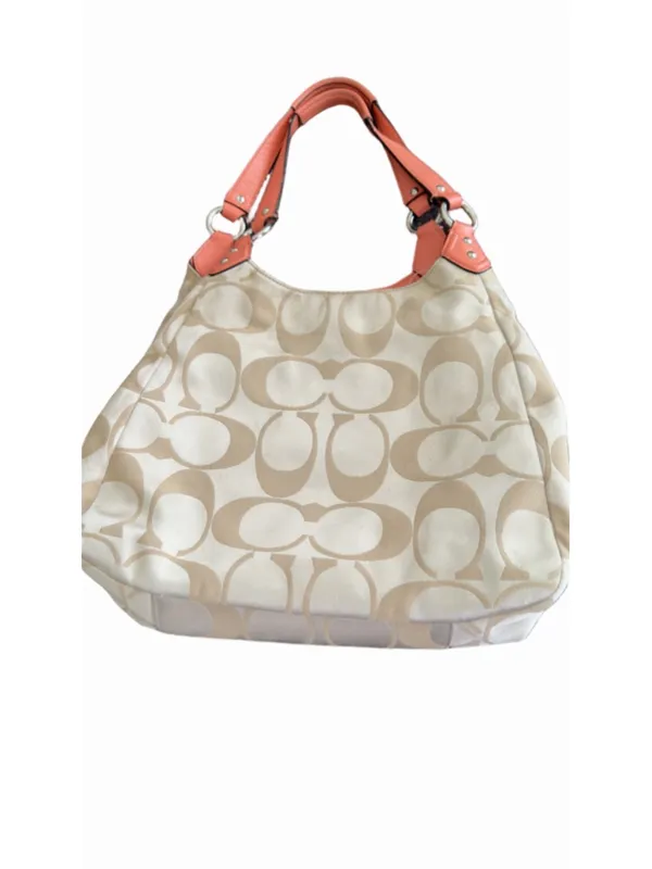 Coach Campbell Signature Hobo Bag - Light Khaki/Coral - Image 5