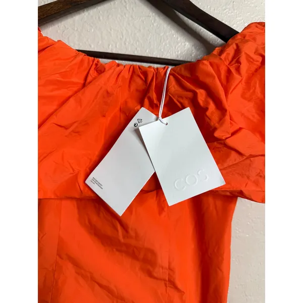 COS Voluminous Off-The-Shoulder Top in Bright Orange size 4 NWT - Image 6