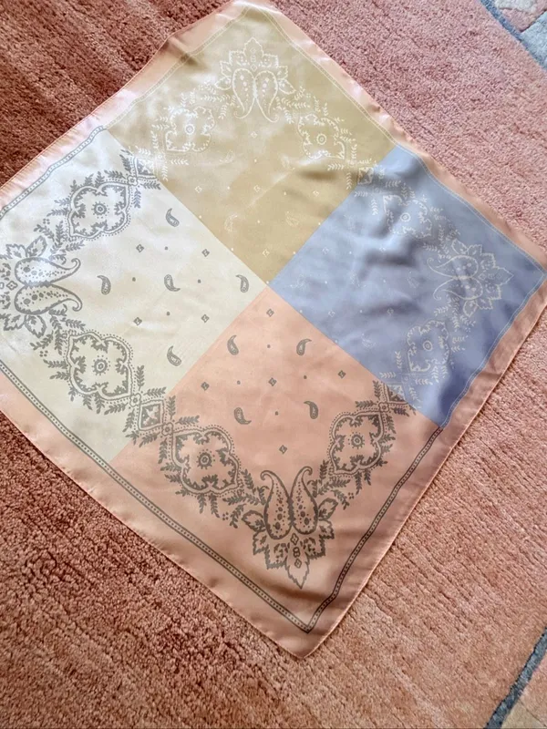 Pastel Silk Blend Paisley Bandana Square Scarf 22 x 22 - Image 2