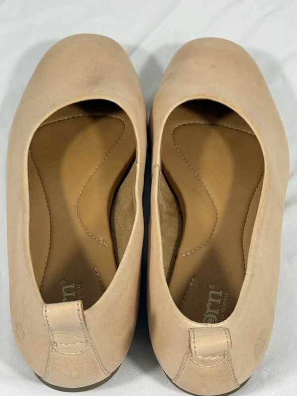 Born Womens Ballet Flats Size 9 M Beige Nude Leather Square Toe Slip On Shoes - Image 5