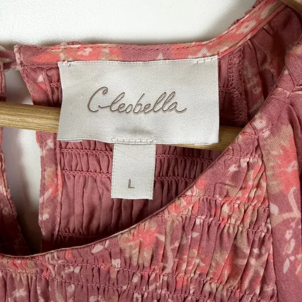 NEW Cleobella Mina Mini Dress Camala Floral Large Pink Smocked Organic Cotton‎ - Image 7
