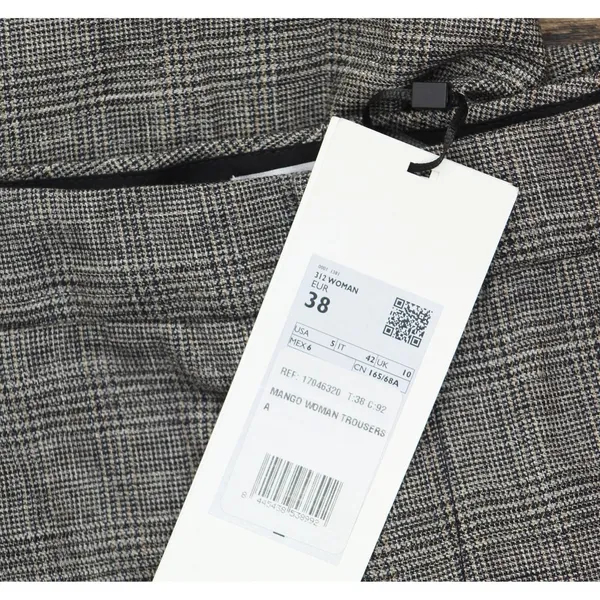 NWT Mango Womens Wool Blend Flared Leg Suit Pants Gray Brown Check EUR 38 (US 5) - Image 6